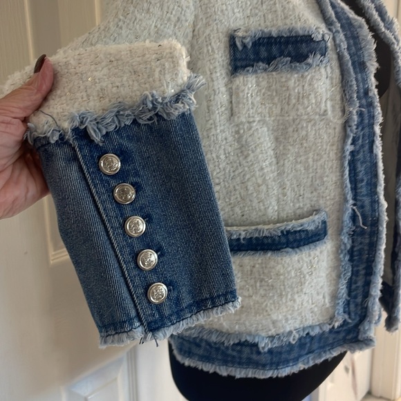 NWT Nanette  Lepore white tweed/denim jacket Sz S - Picture 4 of 14